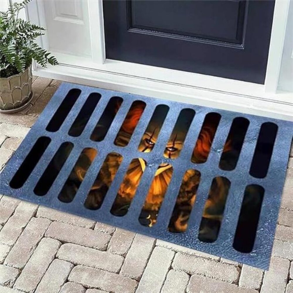 Halloween 3D Illusion Clown Doormat, Funny Indoor/Outdoor Doormat for Home
